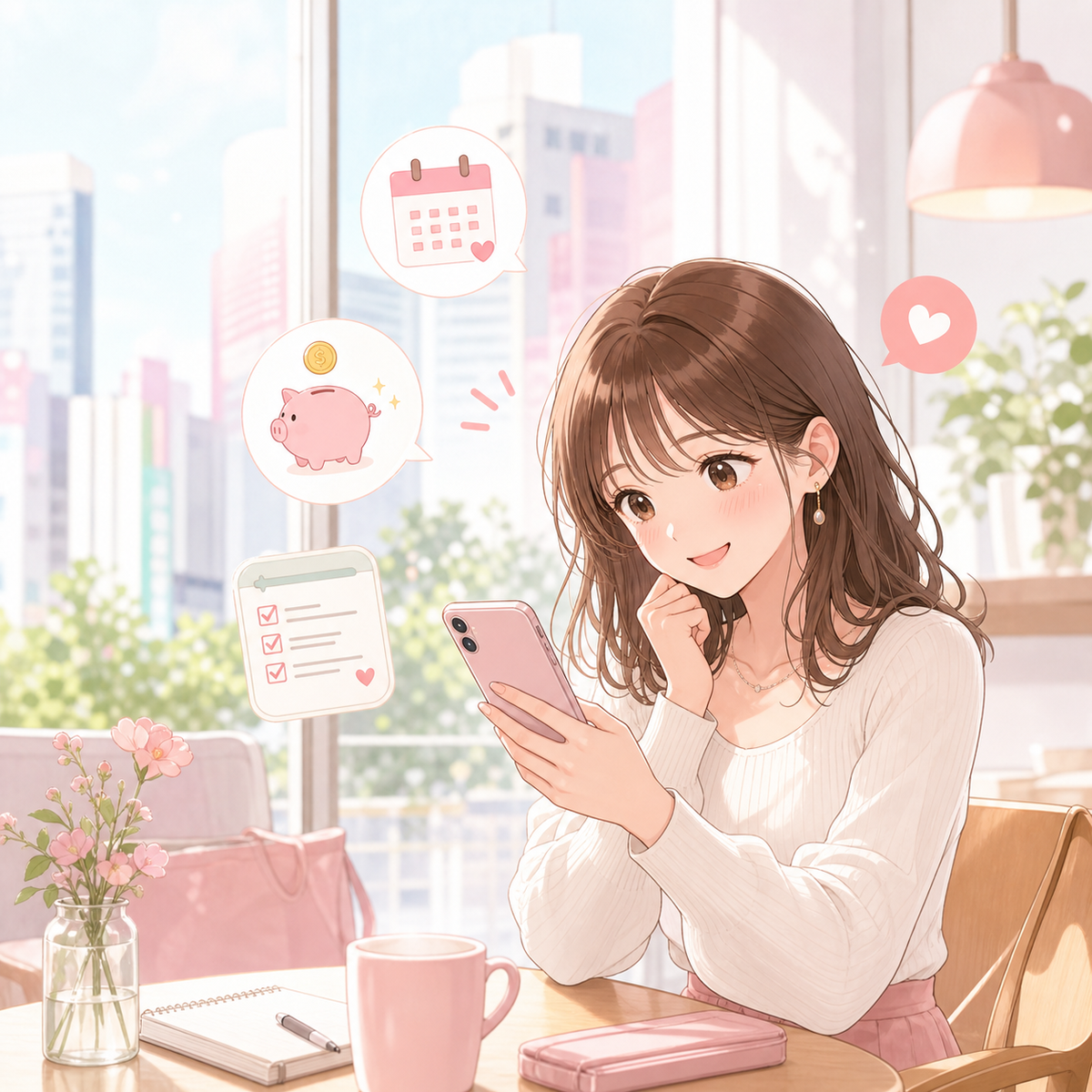 池袋でリフレ求人を相談しながら探す女性の安心感を表したイラスト